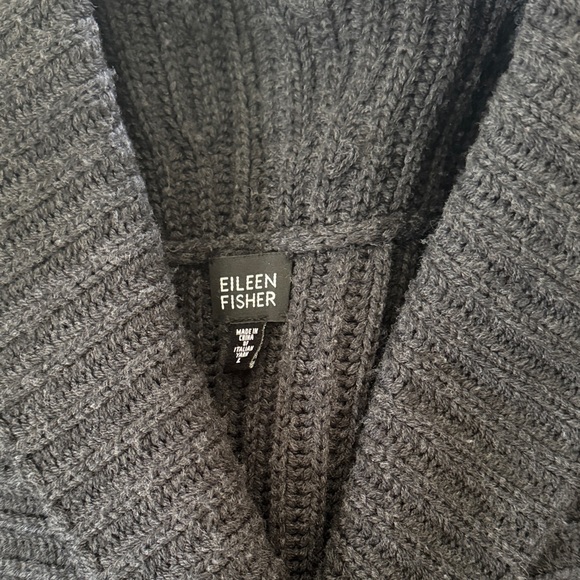 Eileen Fisher Black Ribbed Women's Cardigan - Picture 2 of 6